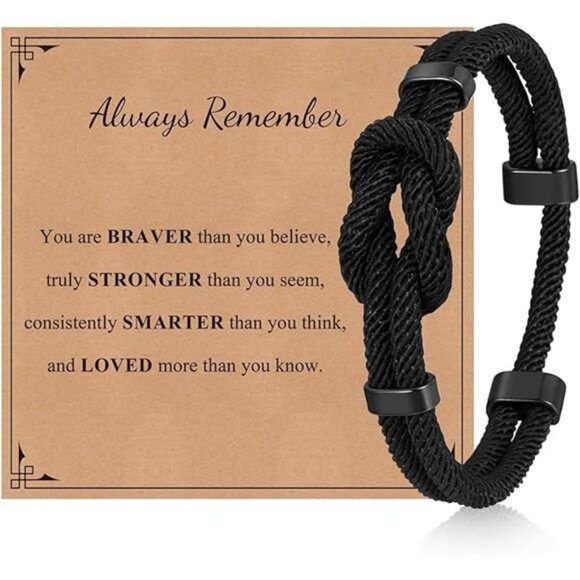 Mens Braided Rope Bracelet Love Knot Infinity Bracelet Adjustable Gift for Him - Picture 7 of 7